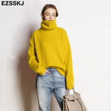Soft oversized Cashmere Sweaters Women 2021 puff sleeve Winter sweater Pullovers Loose Female Warm Basic sweater