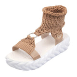 Bottom Female Sandals Knit Wool Thread Loose Cake Bottom Hot Selling Student Women's