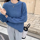 spring autumn WOOL oversize sweater pullovers Women basic loose O-neck THICK Sweater female knit