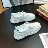 Breakj 2024 New Small White Shoes Korean Version Ins Web Celebrity Breathable Light Mouth Casual Shoes Pure Color Round Head Low Top