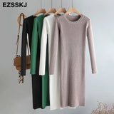 Autumn Winter basic Maix Sweater dress women solid bodycon Thick dress Female Jumper O-neck slim knit dress Long