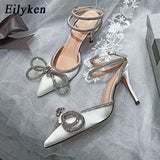 Style Glitter Rhinestones Silk Women Pumps Crystal bowknot Satin Spring Autumn Lady Shoes High heels Party Prom