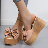 Women Slippers Fashion Pee Toe Summer Shoes Butterfly-knot High Heels Women Slides Platform Wedges Ladies Women Shoes