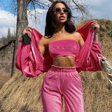 Y2K Velvet Batwing Sleeve Zipper Hooded Jacket Women Autumn Loose Sports Purple Cropped Coats 2021 Streetwear