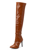 Women's Boots 2022 New Winter Belt Buckle High-heeled Boots Catwalk Nightclub Party Over-the-knee Boots 48 Large