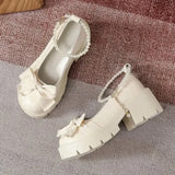 Lolita Shoes Women Japanese Style Mary Jane Shoes Women Vintage Shallow High Heels Chunky Platform Shoes Cosplay