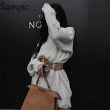 Knitwear Casual Y2K Pullover Basic Long Sleeve Oversized Sweater Tops Loose Knitted Sexy Women Party Sweater Dresses