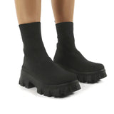 Autumn Socks Boots Woman Stretch Fabric Mid-Calf Casual Platform Shoes Knitted Short Boots Women Plus Size Boots New
