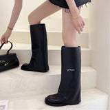 Party Boots Black Square Toe Trousers High Boots 2021 Autumn Winte New Knee-length Boots Retro Knight Boots