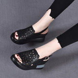 And Anti-Slip Sandals Women In The Summer Of 2025 New Black Brocing Embroidery Height Leisure Women's Cool