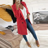 Autumn Winter Turn-Down Collar Blend Coat Women Long Wool solid Jacket Coat Female Casual buttons Coat Windbreake