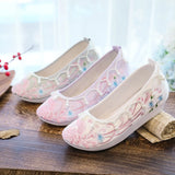 Breakj Shoes, Hanfu Shoes Single Shoes / Cotton Shoes Ancient Costume Ming Embroidered Cloth Shoes Warped Head