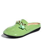 Luxury Brand Designer Women Slippers Slip On Mules Flat Casual Shoes Slides Summer Footwear Female Patent leather