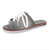 Women Peep-toe denim Sandals Breathable Summer Shoes Comfortable Casual Slippers Ladies New Flat Shoes Zapatos