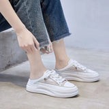 half slippers women's outer wear fashion 2021 new summer women's shoes mesh breathable white shoes Korean shoes