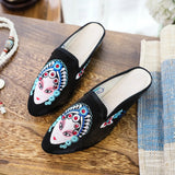 Breakj Summer Cloth Art Slippers Peking Opera Actress Facial Makeup Embroidered Pointed Female