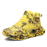 Men Graffiti Print Breathable Running Sports Shoes Thick Sole Heighten Street Fashion Shoes Size 46 Tenis