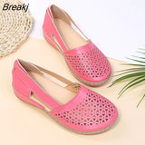 Women's Flat Shoes Wedge Sandals New Hollow Breathable Summer Casual Shoes for Woman Retro Plus Size Comfortable Walking