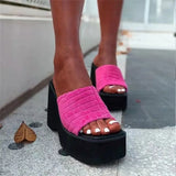 Summer New Fashion Plus Size Fish Mouth Wedge Heel Platform Round Head Women's Slippers Womens Luxury Peep Toe