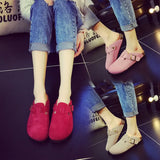 Autumn Women's Closed Toe Slippers New Suede Leather Yellow Mule Clogs Cork Sandals For Women Garden Clog
