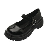 Platform Flat Oxford Shoes Black Lace Up Leather Casual Round Toe Spring Autumn Shoes Heighten Waterproof Shoes Plus