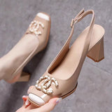 New Arrival Fashion Square Toe Sandals for Women High Heels Summer Comfort Simplicity Slingbacks Shoes Sandalias De
