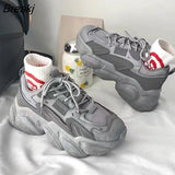 Women's Chunky Sneakers Thick Bottom Platform Vulcanize Women Shoes Fashion Casual Lace Up Running Shoes Woman Female