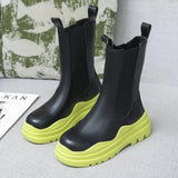 White Chelsea Boots Women 2021 Autumn Fashion PU Leather Punk Gothic Shoes Female Platform Short Combat Ankle Boots