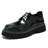 Breakj Men's Casual Leather Shoes Male Round Head British Patent Leather Breathable Men's Shoes Business Dress Wedding Groom Shoes