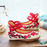 Breakj Heels Single Shoes Embroidered Cloth Shoes Women's Embroidered Shoes Embroidered Shoes Spring And Autumn Retro Plate Buckle Beef Tendon