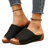 Breakj New Ladies Summer Slope And Thick Bottom Slippers Large Size Casual Fashion Simple Thick Bottom
