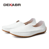 Hollow Out Breathable New 2021 Summer Split Leather High Quality Fashion Casual Shoes Men Lovers Couple Flat Loafer