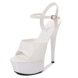 Breakj Artifact Model High Heels Thin Heel Sexy Black Waterproof Table 15Cm Hate Day Superb High Heel Sandals Female
