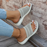 Breakj Female 2024 Summer Thick Bottom Net Cloth Round Set Toe Leisure Versatile Wear Cool