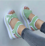 Breakj New Large-Size Thick-Soled Sandals Women's Flat-Bottomed Magic Sticker Women's Beach