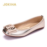Women Fashion Flats Shoes Square Toe PU Leather Shoes Ballet Flats Women Golden Ballerinas Shoes Girls