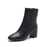 Breakj Version Of The British Wind Plus Short Sleeker Boots Woman's Head Thick And Side Zipper Round Head Martin Boots