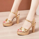 Woman Sexy High Heels Ladies Summer Dress Shoes For Women 2022 Female Leather Platform Wedge Heel Elegant Sandal 32 35 36 37