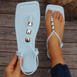 Breakj New Sandals Women Flat Head Beaded Women Sandals Fashion Style
