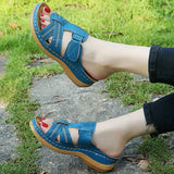 Sandals 2021 Ladies Shoes Gladiator Woman Sandals Hook&Loop Women's Soild Color Sandal Women Open Toes Ladies Slides