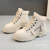 Breakj New Large Plus Velvet High-Top Lace Cotton Shoes Women's Casual Leather Thick Bottom Snow Boots