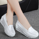 Shoes Loafers For Women 2021 Wedges Sneakers Floral Single Woman White Shoes Platform Breathable Female Vulcanized