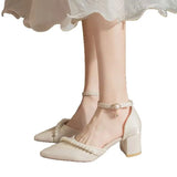 Breakj Temperament Famous High Heeled Shoes Head Coarse Heel Sandals Women 2025 Summer New Word With Hollow Single