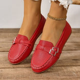 Flat-Soled Single-Shoe Women's 2025 Spring Fashion Belt Buckle Round Head Comfortable Pedaling Casual Bean