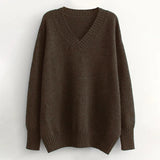 Women Autumn Winter Solid Knitted Sweater Casual V Neck Batwing Long Sleeve Pullover Jumpers Female Cashmere