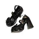 Mary Jane High Heels Girls 2023 New Sweet Students High-Looking Single Shoes Bow Tie Small Leather Shoes
