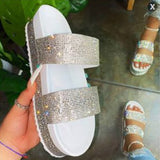 Slippers Women 2020 Woman Crystal Slides Platform Slippers Chunrry Shoes Rainbow Shiny Diamond Large Size