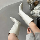 Breakj New 2024 New Pointed Thin White High Tube Knight Boots But Knee Sleeve Fashion
