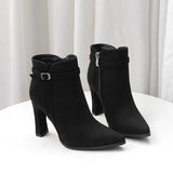 Breakj 2025 New Tips And Short Boots Women's Velvet Splicing Fashion High Heels