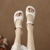 Breakj Female Summer Outside Wear 2023 New Flat Bottom Leisure Beach Shoe Cover Toe Sandals Fairy Wind Word
